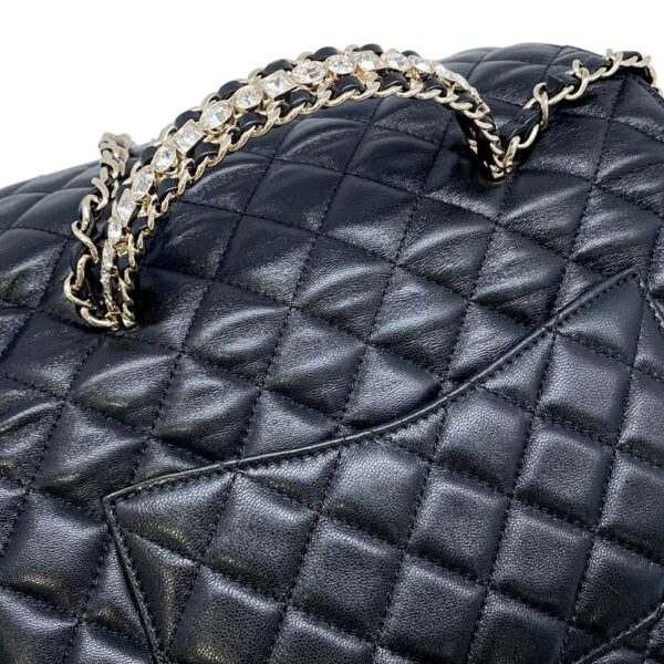 9606555 10 Chanel Top Handle Matelasse Cocomark Rhinestone Lambskin Shoulder Bag Black