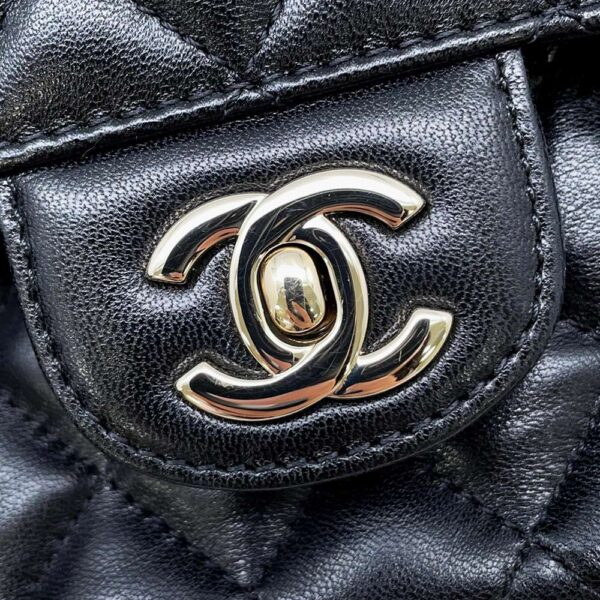 9606555 11 Chanel Top Handle Matelasse Cocomark Rhinestone Lambskin Shoulder Bag Black