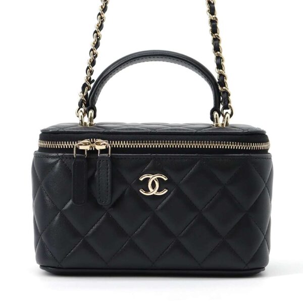 9606593 01 Chanel Matelasse Vanity Cocomark Lambskin Shoulder Bag Black