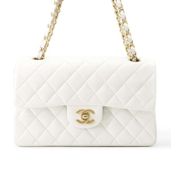 9606609 01 Chanel Matelasse 23 Coco Mark Double Chain Caviar Bag White