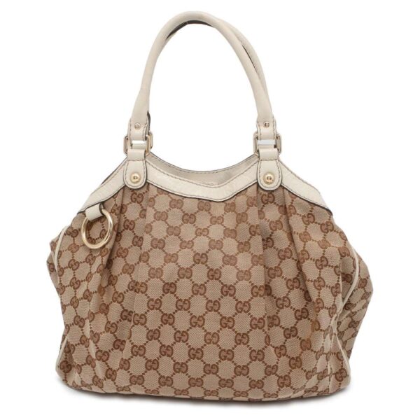 9607408 01 Gucci Sukey GG Canvas Tote Bag White