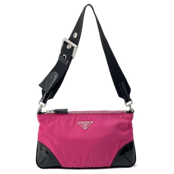 9607460 01 Prada Shoulder Bag Nylon Patent Black