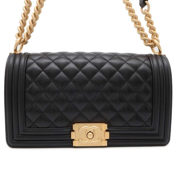 9619166 01 Chanel Boy Chanel Caviar Shoulder Bag Black