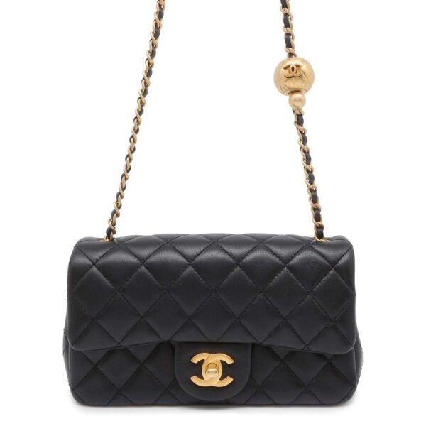 9641914 01 Chanel Cocomark Matelasse 20 Cocoball Lambskin Shoulder Bag Black