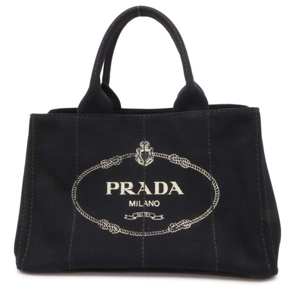 9643628 01 Prada Tote Bag Canapa Canvas Black