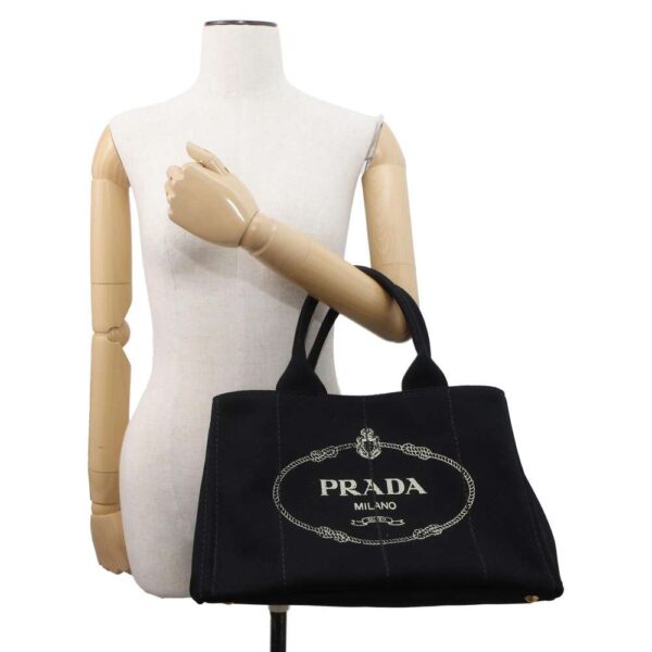 9643628 04 Prada Tote Bag Canapa Canvas Black