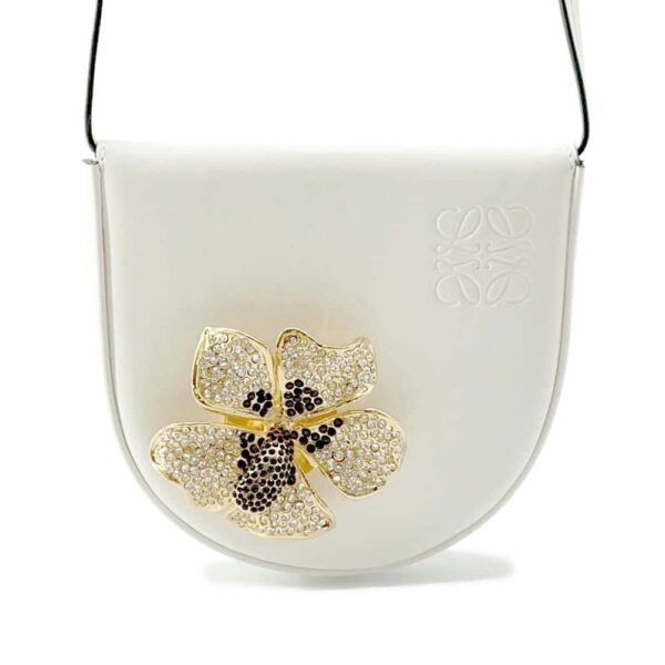 9646254 01 Loewe Flower Heel Pouch Small Shoulder Bag White