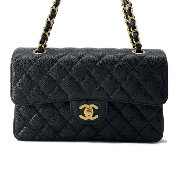 9648029 01 Chanel Matelasse 23 Cocomark Double Chain Caviar Shoulder Bag Black