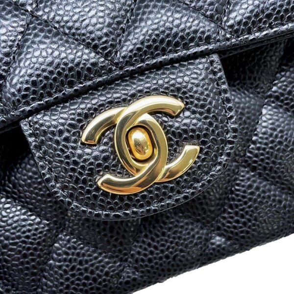 9648029 12 Chanel Matelasse 23 Cocomark Double Chain Caviar Shoulder Bag Black