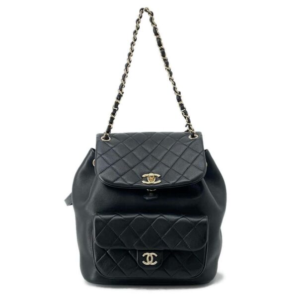 9649248 01 Chanel Matelasse Cocomark Lambskin Backpack Black