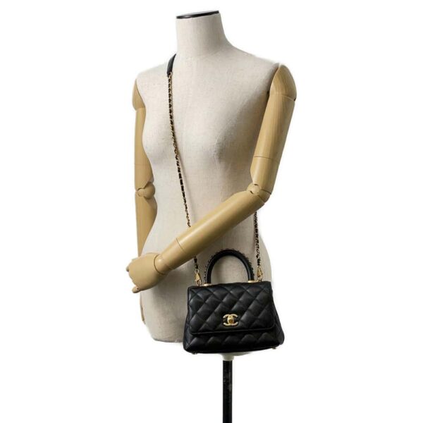 9649408 04 Chanel Top Handle XXS Cocomark Caviar 2way Shoulder Bag Black