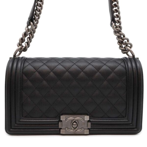 9656451 01 Chanel Boy Chanel Caviar Shoulder Bag Black