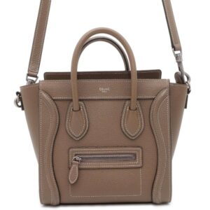 9659360 01 Chloe Woody Small Tote Bag Cotton Calf Leather Brown White