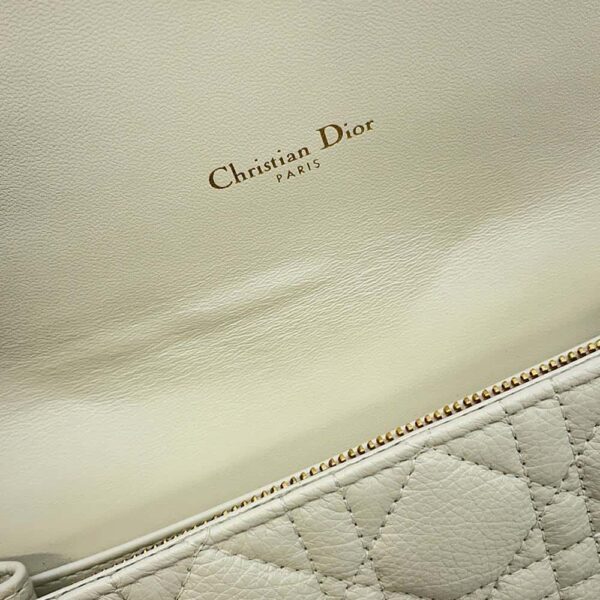 9659452 06 Christian Dior Caro Cannage Chain Wallet White