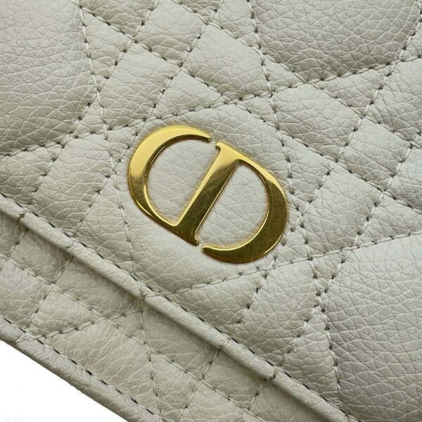 9659452 09 Christian Dior Caro Cannage Chain Wallet White