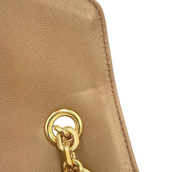 9659476 12 Celine C Medium Chain Shoulder Bag Calf Leather Beige