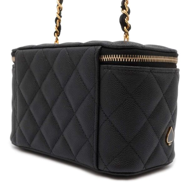 9660250 02 Chanel Vanity Matelasse Cocomark Trump Caviar Shoulder Bag Black