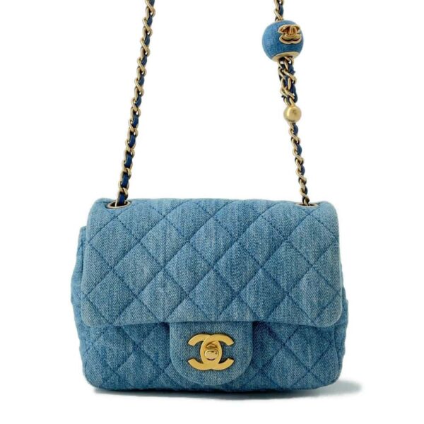 9664111 01 Chanel Mini Matelasse Cocomark Denim Mini Flap Shoulder Bag