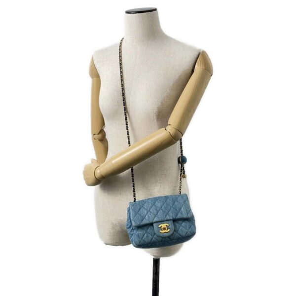 9664111 04 Chanel Mini Matelasse Cocomark Denim Mini Flap Shoulder Bag