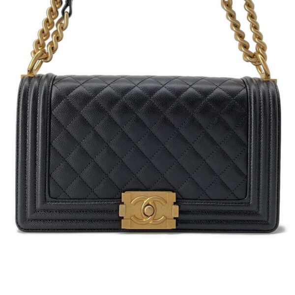 9670631 01 Chanel Boy Chanel Caviar Shoulder Bag Black