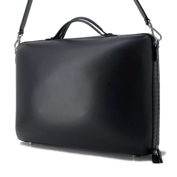 9671898 02 Fendi FF Large Leather Suitcase Black