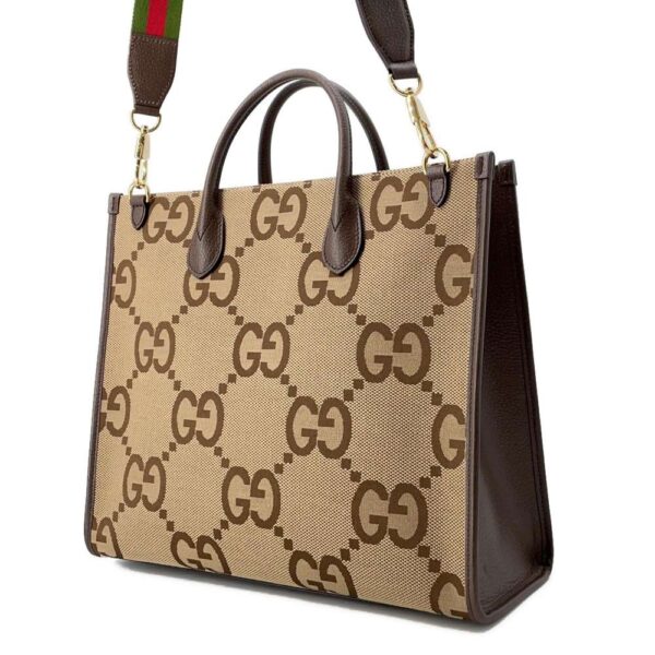 9675773 02 Gucci Jumbo GG Canvas Leather Tote Bag