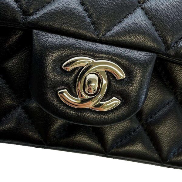 9682702 12 Chanel Matelasse Top Handle Mini Flap Lambskin Shoulder Bag Black