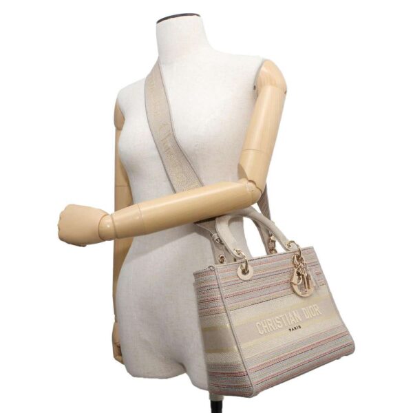 9683693 04 Christian Dior Lady Delight Canvas 2WAY Shoulder Bag White