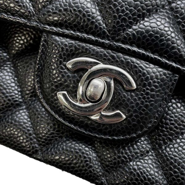 9683792 12 Chanel Matelasse 25 Cocomark Caviar Double Chain Shoulder Bag Black