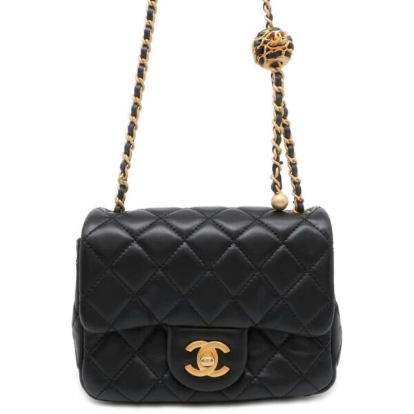 9683877 01 Chanel Mini Matelasse Lambskin Coco Ball Shoulder Bag Black