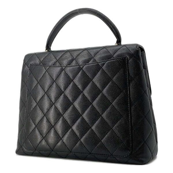 9683945 02 Chanel Matelasse Coco Mark Caviar Handle Bag Black