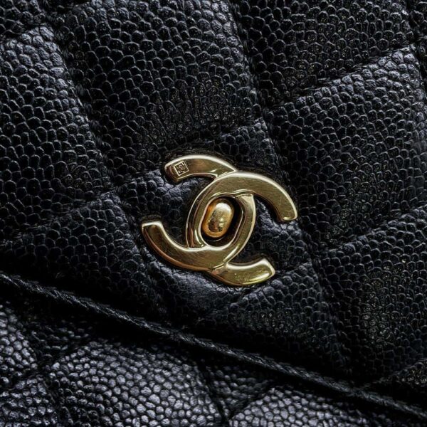 9683945 13 Chanel Matelasse Coco Mark Caviar Handle Bag Black