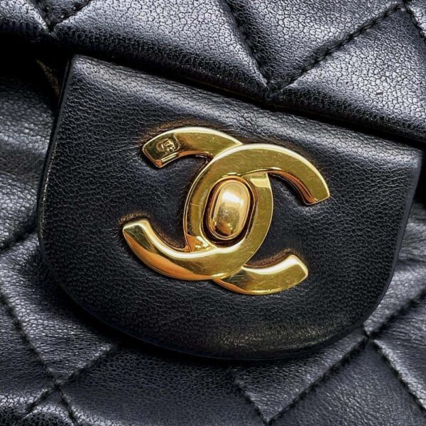 9683983 13 Chanel Matelasse Double Chain Lambskin Shoulder Bag Black