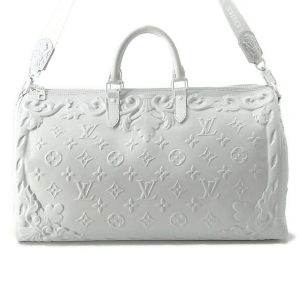 9684089 01 Louis Vuitton Keepall Bandouliere 50 Calf Leather Bag White