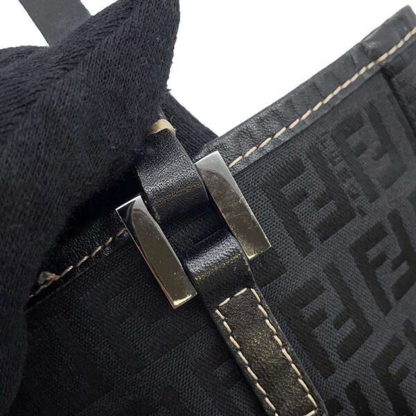 9684416 13 Fendi Zucchino Canvas Leather Handbag Black