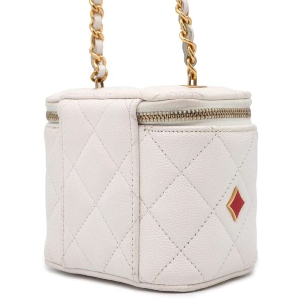 9685376 02 Chanel Small Vanity Matelasse Coco Mark Bag White