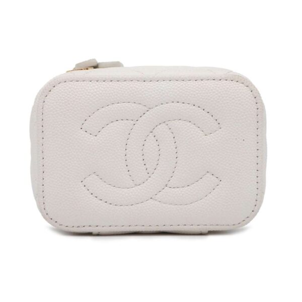 9685376 03 Chanel Small Vanity Matelasse Coco Mark Bag White