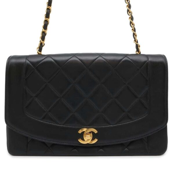 9685475 01 Chanel Diana Matelasse Lambskin Shoulder Bag Black