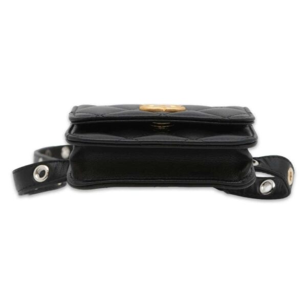 9685499 03 Chanel Matelasse Coco Mark Goatskin Waist Pouch Mini Black