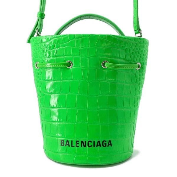 9685826 01 Balenciaga XS Embossed Leather Drawstring Bucket 2way Shoulder Bag