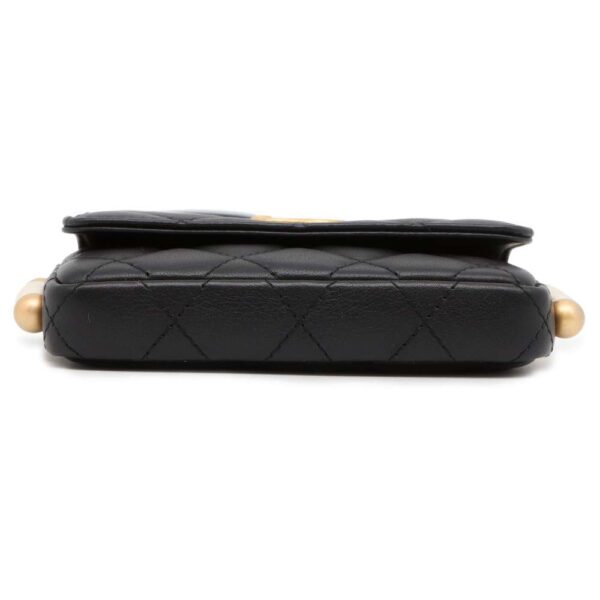 9686632 03 Chanel Pearl Matelasse Coco Mark Lambskin Mini Bag Black