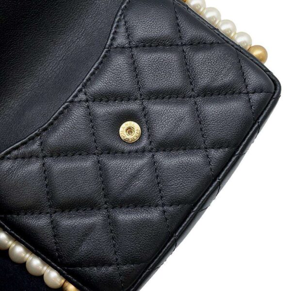 9686632 10 Chanel Pearl Matelasse Coco Mark Lambskin Mini Bag Black