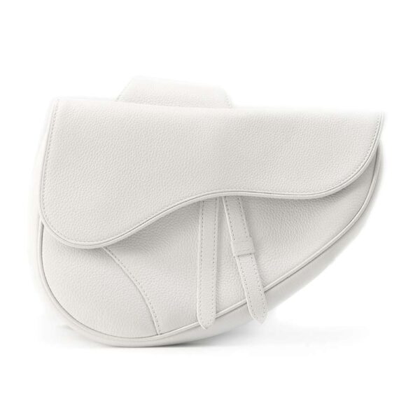 9687172 01 Christian Dior Saddle Leather Body Bag White