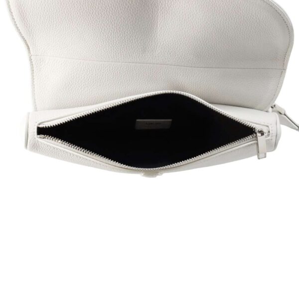 9687172 05 Christian Dior Saddle Leather Body Bag White