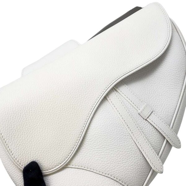 9687172 06 Christian Dior Saddle Leather Body Bag White