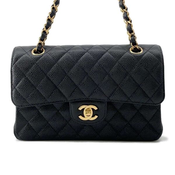 9687219 01 Chanel Matelasse 23 Coco Mark Double Chain Caviar Bag Black