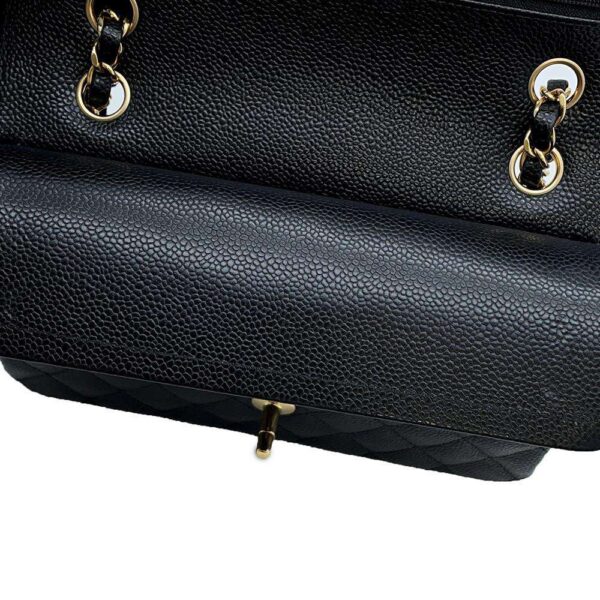 9687219 09 Chanel Matelasse 23 Coco Mark Double Chain Caviar Bag Black