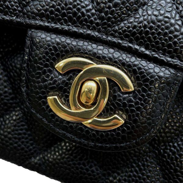 9687219 11 Chanel Matelasse 23 Coco Mark Double Chain Caviar Bag Black