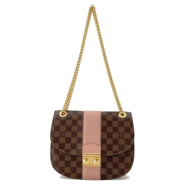 9687325 01 Louis Vuitton Damier Ebene Taurillon Magnolia Cuir Chain Bag Pink