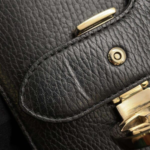 9687493 09 Gucci Interlocking G Leather Chain Shoulder Bag Black